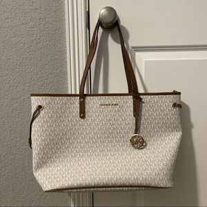 Michael Korean Jet Set Travel Top Zip Signature Monogram Tote